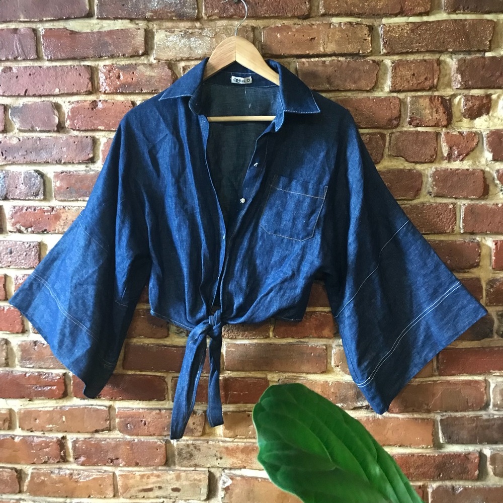 👖 denim kimono crop top🇯🇵